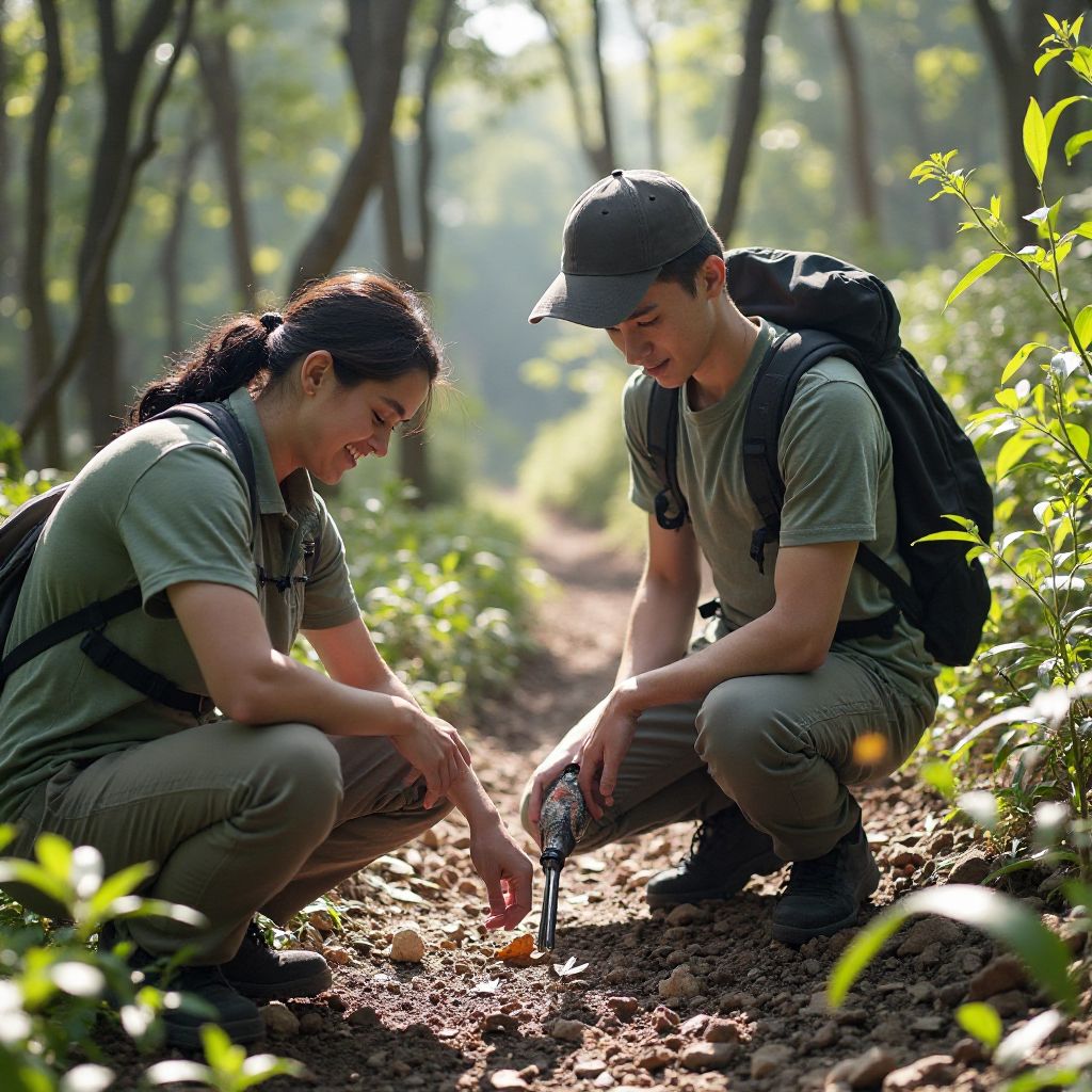 Wildlife conservation project with travelers